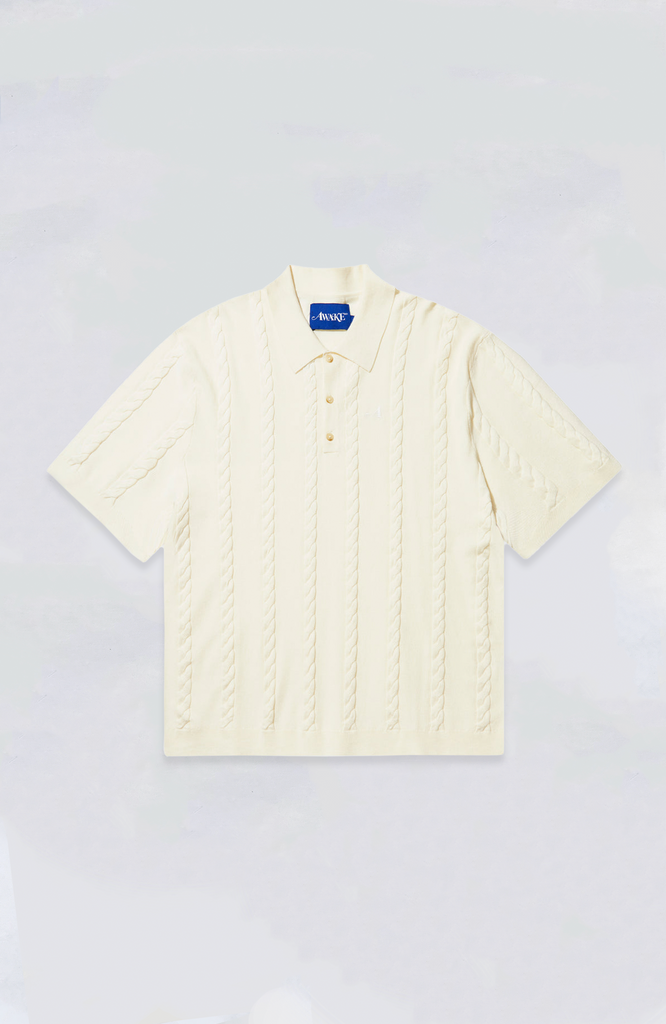 AwakeNYCableKnitPoloIvoryFront