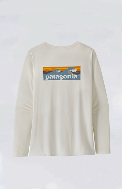 Patagonia Women's Long Sleeve Tee - W's L/S Cap Cool Daily Graphic Shirt - Waters
