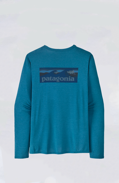 Patagonia Long Sleeve Tee - M's L/S Cap Cool Daily Graphic Shirt - Waters